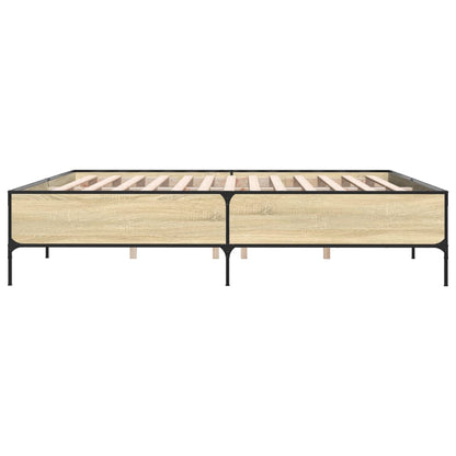 Bedframe bewerkt hout metaal sonoma eikenkleurig 200x200 cm