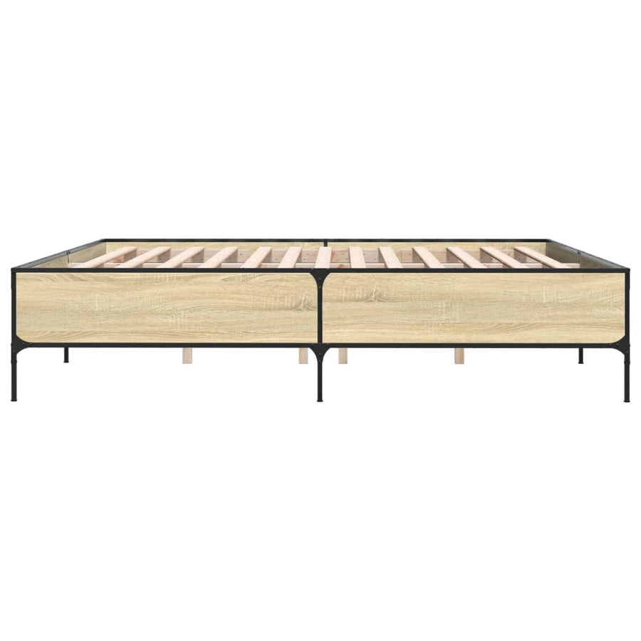 Bedframe bewerkt hout metaal sonoma eikenkleurig 200x200 cm