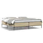 Bed frame engineered wood metal Sonoma oak 200x200 cm