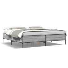 Bedframe bewerkt hout metaal grijs sonoma eiken 200x200 cm