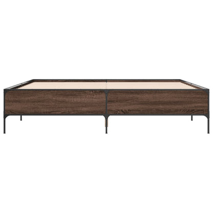 Bedframe bewerkt hout metaal bruin eikenkleur 200x200 cm