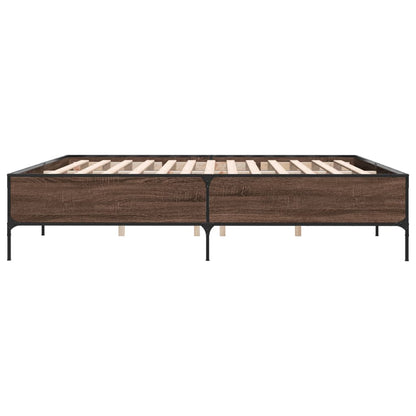 Bedframe bewerkt hout metaal bruin eikenkleur 200x200 cm