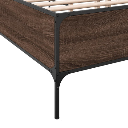 Bedframe bewerkt hout metaal bruin eikenkleur 200x200 cm