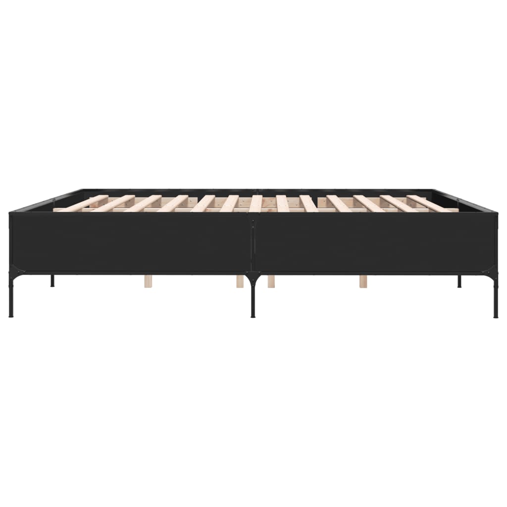 Bedframe bewerkt hout metaal zwart 180x200 cm