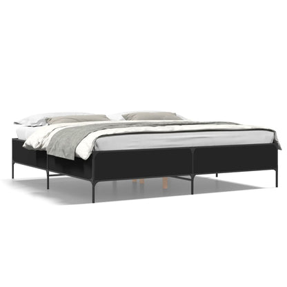 Bedframe bewerkt hout metaal zwart 180x200 cm