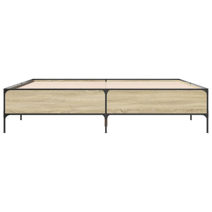 Bedframe bewerkt hout metaal sonoma eikenkleurig 180x200 cm
