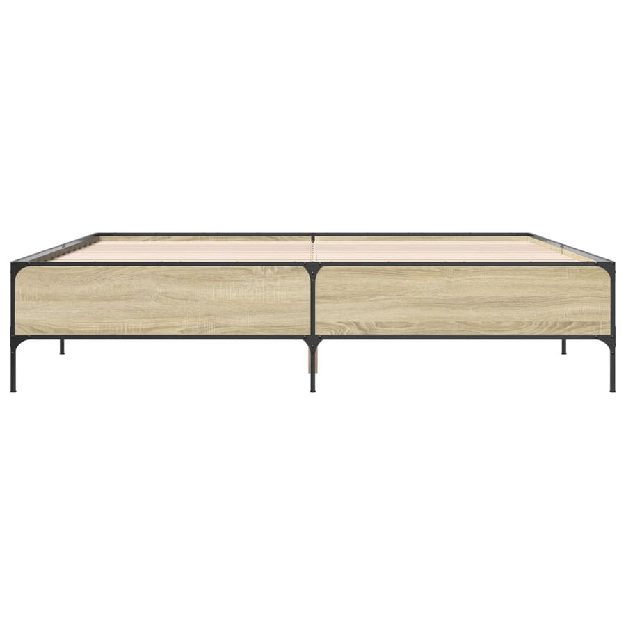 Bedframe bewerkt hout metaal sonoma eikenkleurig 180x200 cm