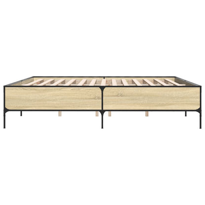Bedframe bewerkt hout metaal sonoma eikenkleurig 180x200 cm