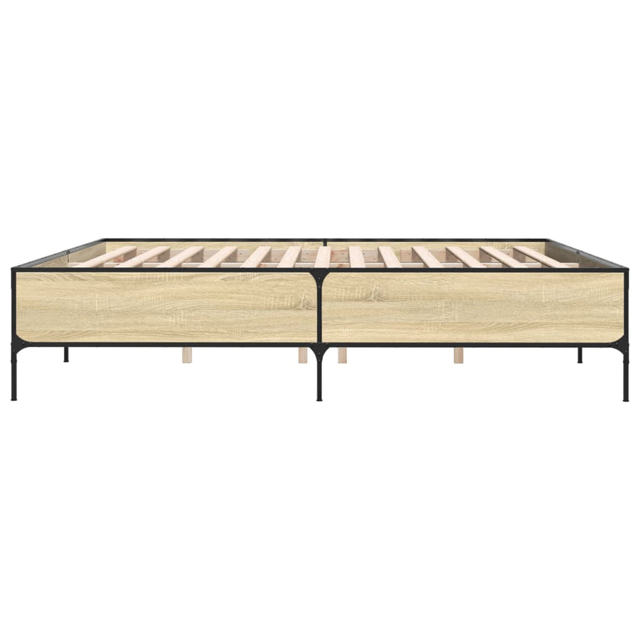 Bedframe bewerkt hout metaal sonoma eikenkleurig 180x200 cm
