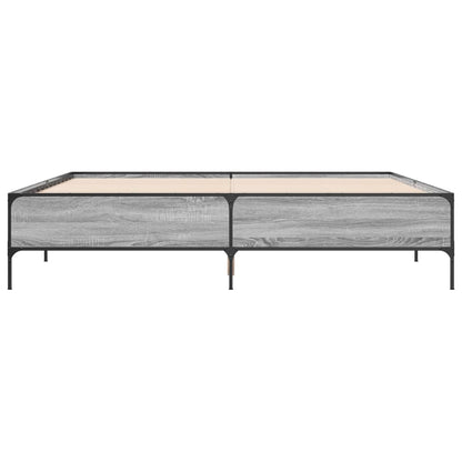 Bedframe bewerkt hout metaal grijs sonoma eiken 180x200 cm