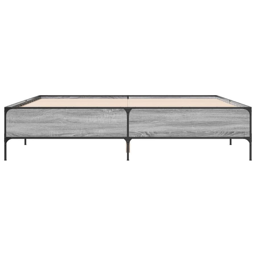 Bedframe bewerkt hout metaal grijs sonoma eiken 180x200 cm