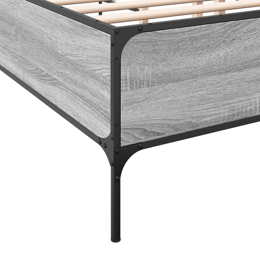 Bedframe bewerkt hout metaal grijs sonoma eiken 180x200 cm