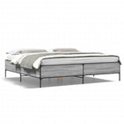 Bed frame engineered wood metal grey Sonoma oak 180x200 cm