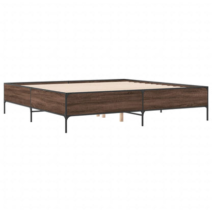 Bedframe bewerkt hout metaal bruin eikenkleur 180x200 cm