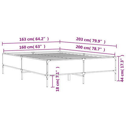 Bedframe bewerkt hout metaal zwart 160x200 cm