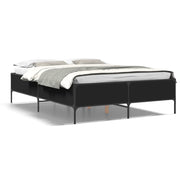 Bedframe 160x200 cm bewerkt hout metaal zwart