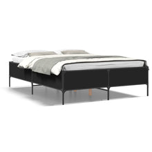 Bedframe bewerkt hout metaal zwart 160x200 cm