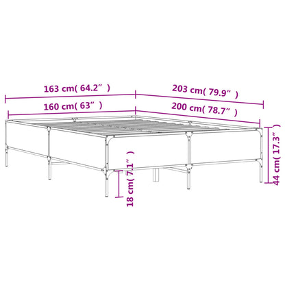 Bedframe bewerkt hout metaal sonoma eikenkleurig 160x200 cm