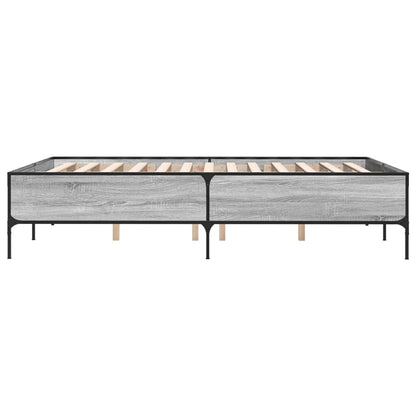 Bedframe bewerkt hout metaal grijs sonoma eiken 160x200 cm