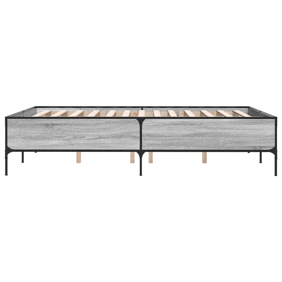 Bedframe bewerkt hout metaal grijs sonoma eiken 160x200 cm