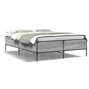 Bedframe 160x200 cm bewerkt hout metaal grijs