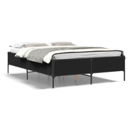 Bedframe bewerkt hout metaal zwart 140x200 cm