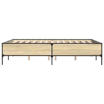 Bedframe bewerkt hout metaal sonoma eikenkleurig 120x200 cm