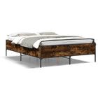 Bed frame crafted wood metal smoked oak finish 120x200 cm