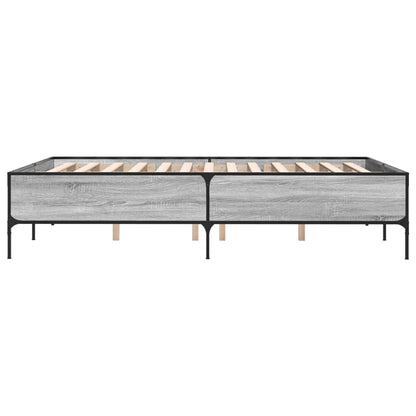 Bedframe bewerkt hout metaal grijs sonoma eiken 120x200 cm