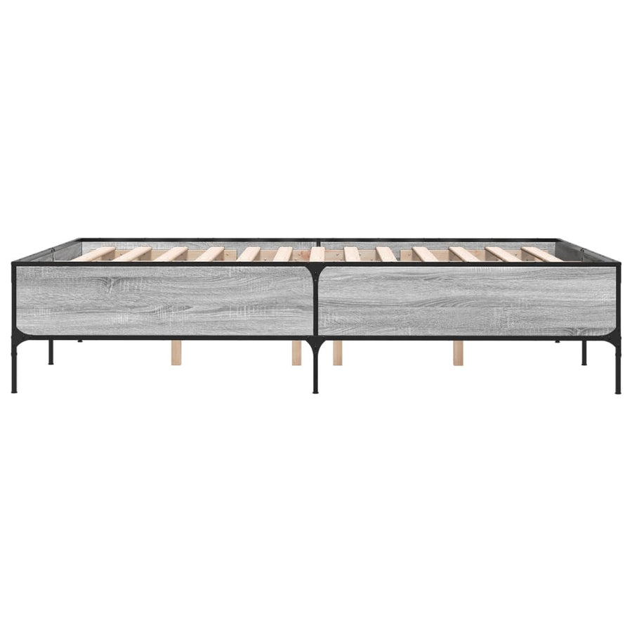 Bedframe bewerkt hout metaal grijs sonoma eiken 120x200 cm