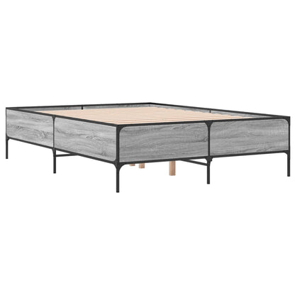 Bedframe bewerkt hout metaal grijs sonoma eiken 120x200 cm