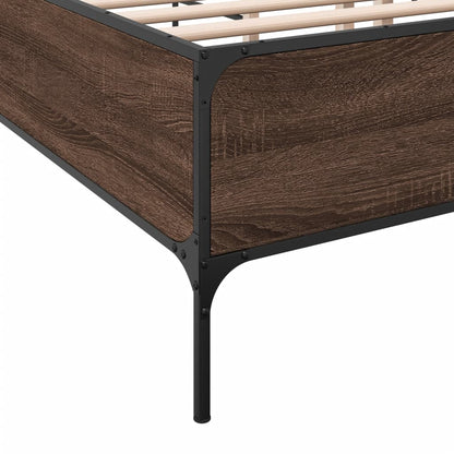 Bedframe bewerkt hout metaal bruin eikenkleur 120x200 cm