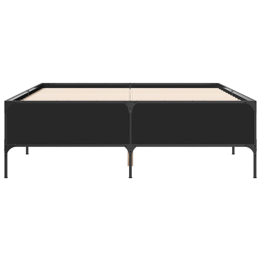 Bedframe LED bewerkt hout metaal zwart 140x190 cm