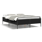LED bed frame processed wood metal black 140x190 cm