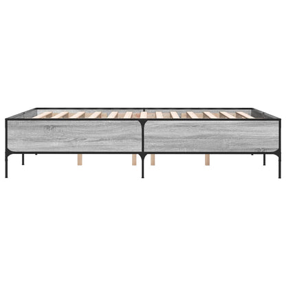 Bedframe bewerkt hout metaal grijs sonoma eiken 140x190 cm