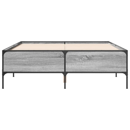Bedframe bewerkt hout metaal grijs sonoma eiken 120x190 cm