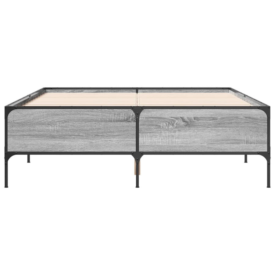 Bedframe bewerkt hout metaal grijs sonoma eiken 120x190 cm