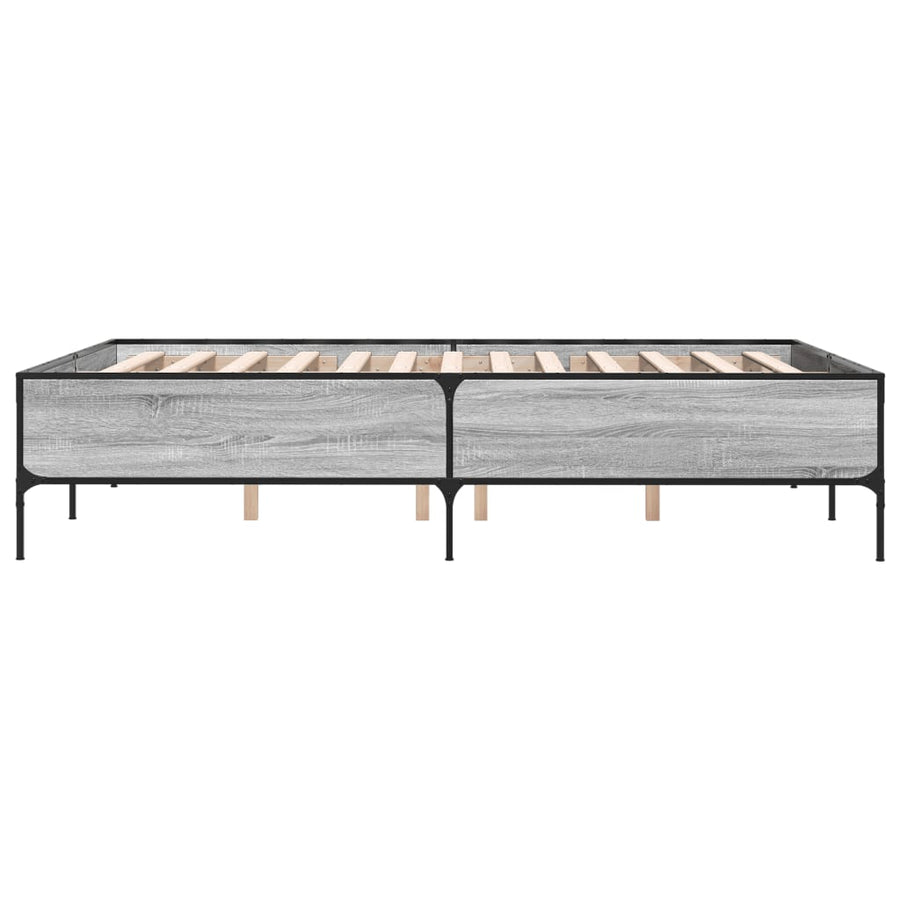 Bedframe bewerkt hout metaal grijs sonoma eiken 120x190 cm