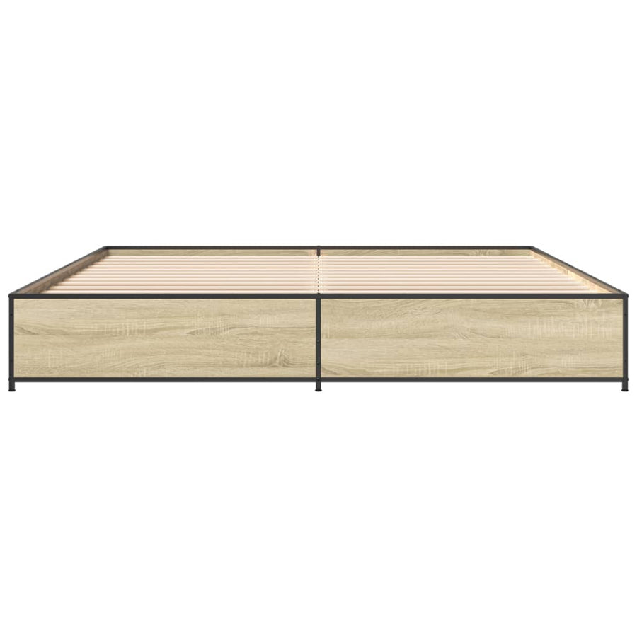 Bedframe bewerkt hout metaal sonoma eikenkleurig 200x200 cm