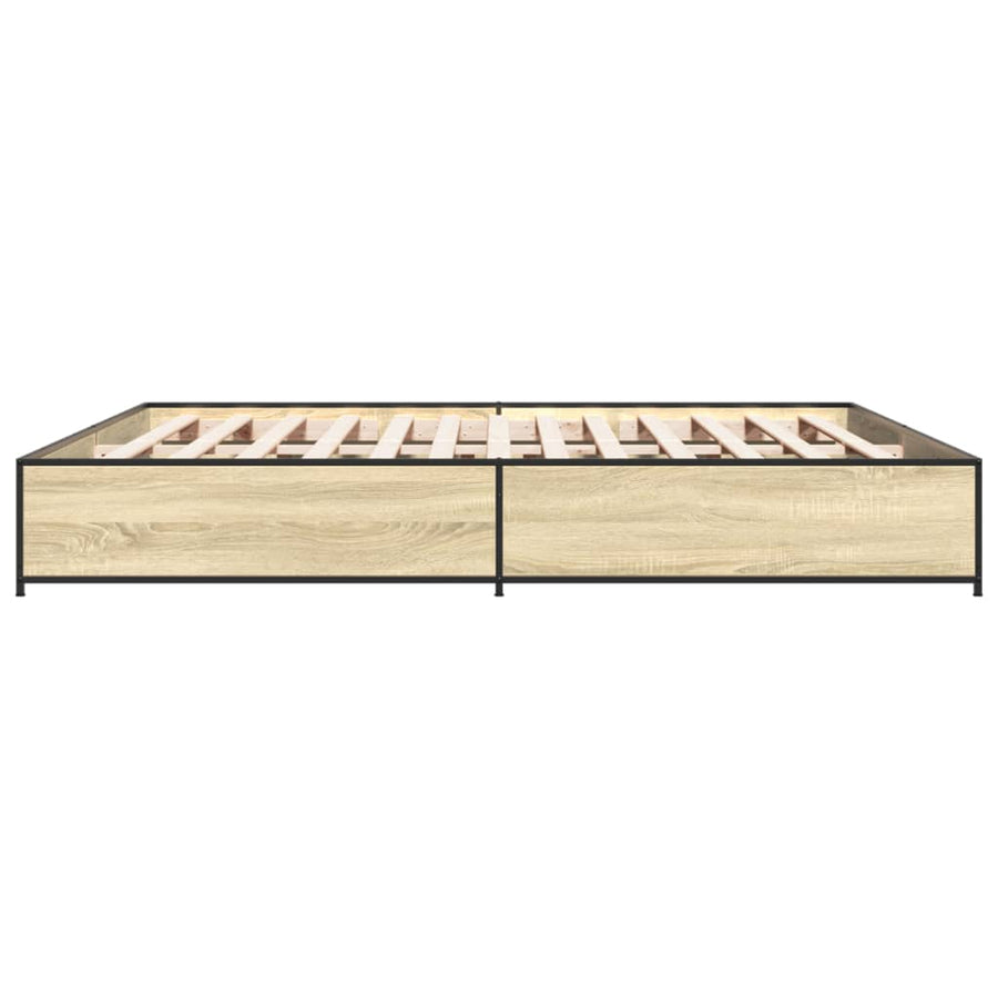 Bedframe bewerkt hout metaal sonoma eikenkleurig 200x200 cm