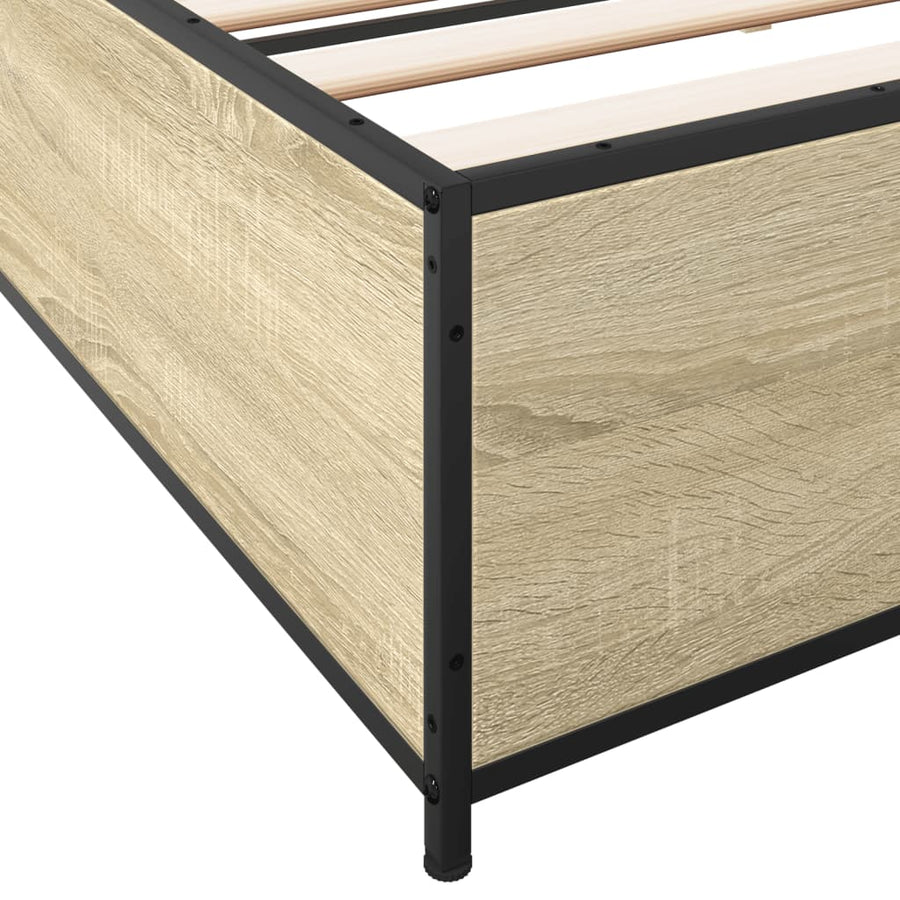 Bedframe bewerkt hout metaal sonoma eikenkleurig 200x200 cm
