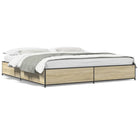 Bed frame engineered wood metal Sonoma oak 200x200 cm