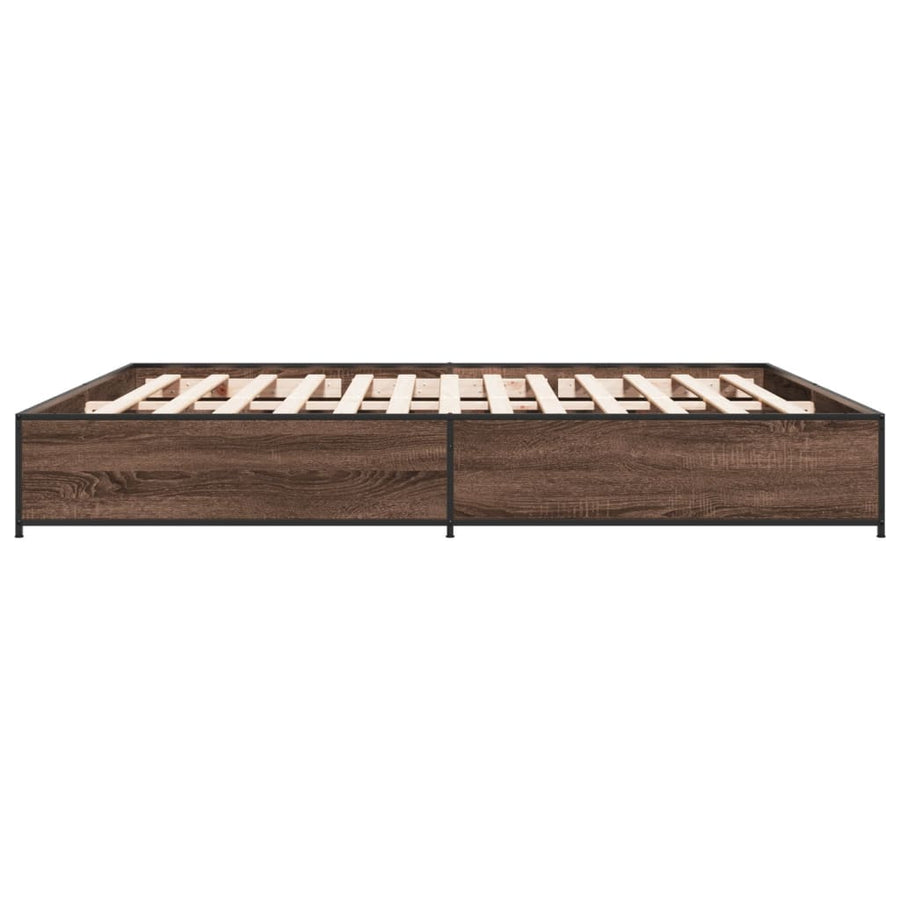 Bedframe bewerkt hout metaal bruin eikenkleur 200x200 cm