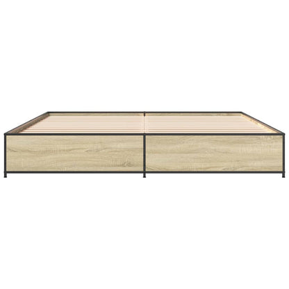Bedframe bewerkt hout metaal sonoma eikenkleurig 180x200 cm