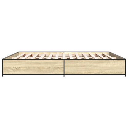 Bedframe bewerkt hout metaal sonoma eikenkleurig 180x200 cm