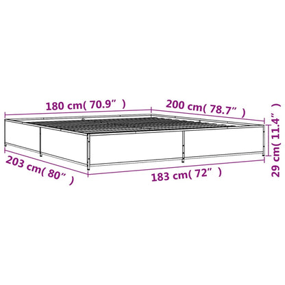 Bedframe bewerkt hout metaal sonoma eikenkleurig 180x200 cm