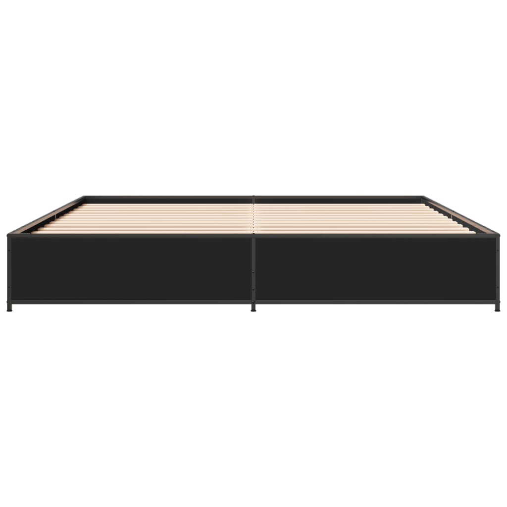 Bedframe bewerkt hout metaal zwart 160x200 cm