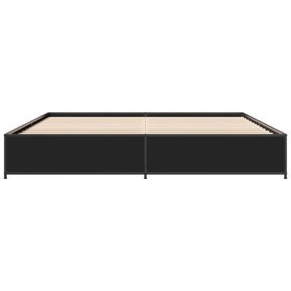 Bedframe bewerkt hout metaal zwart 160x200 cm