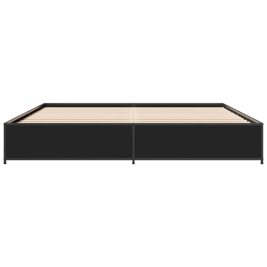Bedframe bewerkt hout metaal zwart 160x200 cm