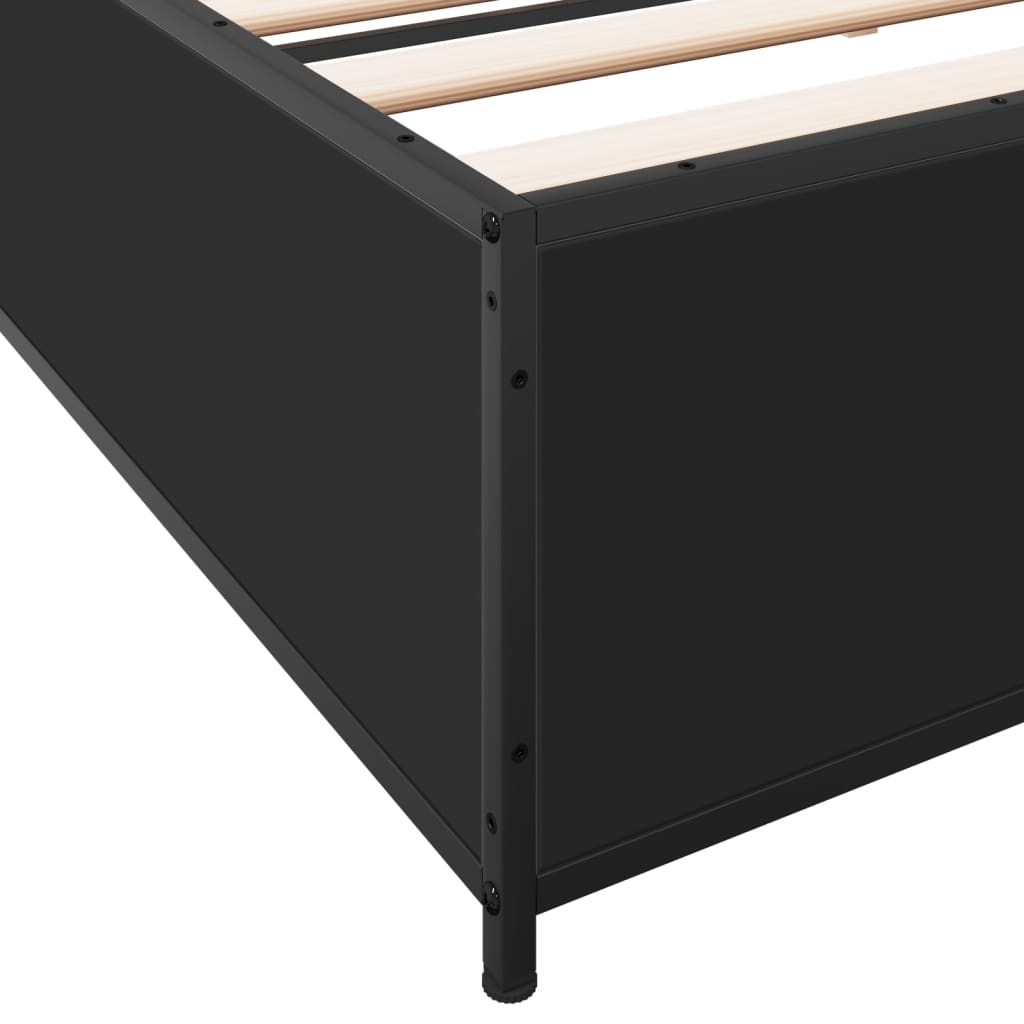Bedframe bewerkt hout metaal zwart 160x200 cm